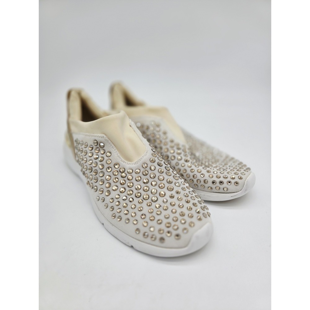 MICHAEL KORS Ace Rhinestone Neoprene Trainer Sneaker in White/Cream 10M/41 EU